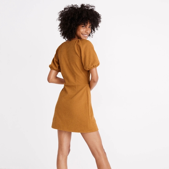 Texture & Thread Madewell Puff Sleeve Button Front Mini Dress Medium In … - Picture 10 of 15